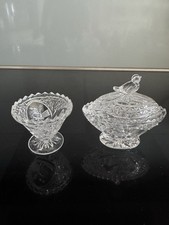 Mini Vintage Pressed Glass Candy Dish with Bi...