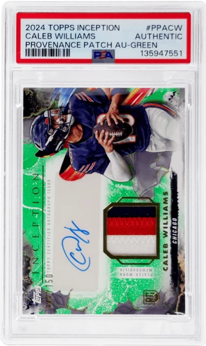 2024 Topps Inception Provenance Patch Auto Caleb Williams Green /150 PSA Auth