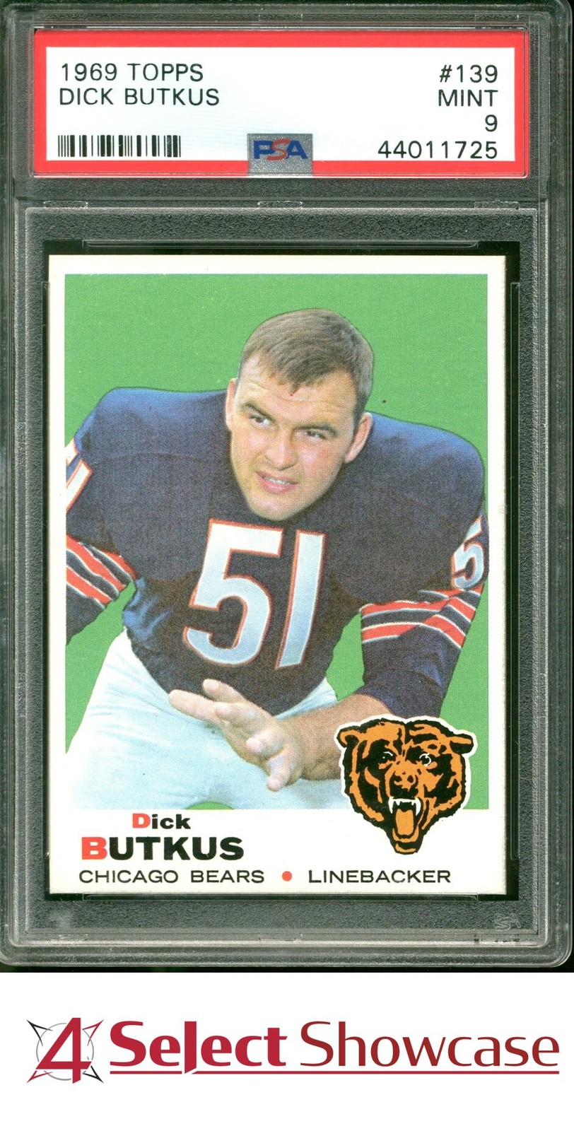 1969 TOPPS #139 DICK BUTKUS BEARS HOF PWCC-E TOP 15% PSA 9