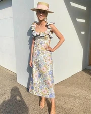 Zimmermann Super Eight Ruffled Midi Dress Size 2 / AU 12 / US 8