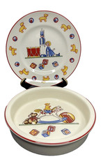 Vintage Tiffany Co. Child's 2pc Porcelain Plate Bowl 1980 s Discontinued