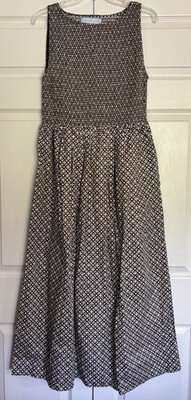 Hill House Home Cosima Midi Maxi Nap Dress Brown Geo Print Sleeveless Sz M $228