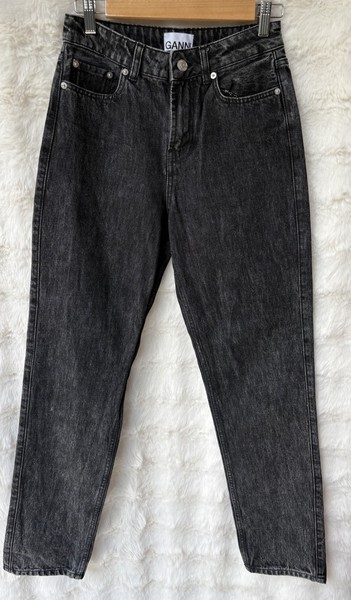 GANNI Washed Black High Rise Slim Straight Jeans Size 26 8 - 10