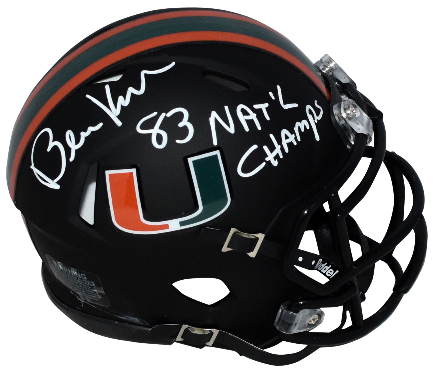 Bernie Kosar Autographed Signed Miami Hurricanes BLACK SPEED MINI HELMET W/ 83 NATL CHAMPS 