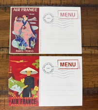 2 Air France Airline Postcard Menus, 2006/2007, NYC Paris, Mint condition