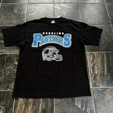 Vintage 90 s Carolina Panthers Spell-Out Black T-shirt NFL Size XL