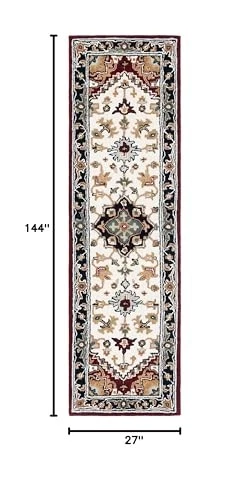  Heritage Collection Runner Rug - 2'3" x 12', Ivory & Red, Handmade  - Image 3 of 4