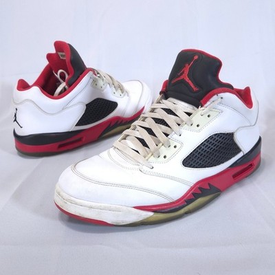 Air Jordan 5 Retro Low Fire Mens Sneakers Sz 13 Red White Black 819171-101