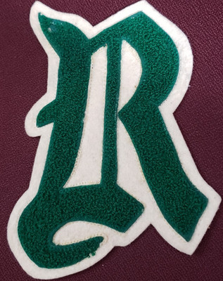 Letterman's Letter R Green White Vintage Patch Crafts Sewing READ