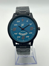 Orologio uomo fondel acciaio cassa 44 ultrasottile bracciale nero quad celeste