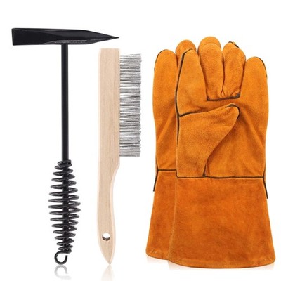 Schlackenentferner Drahtbürste Schweißhandschuhe Schwei hammer Set Edelstahl