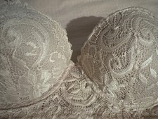 Sophie B Lace Padded Push Up Bra Pretty Lace Beige 36B Wide Band NEW