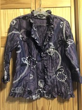 Dress Barn Embroidered, 3-D Ribbons Ruffles Crinkle Purple Grape Jacket Wm's S-M