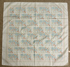 Vintage Square Blue and White Floral Print Scarf by Symphony 100 Polyester