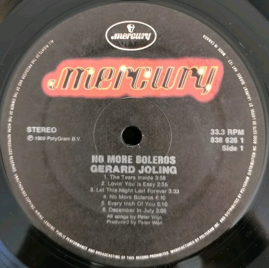Vinyl LP Gerard Joling - No More Boleros VG+ 838 626-1 Canada Pop - Image 4 of 4
