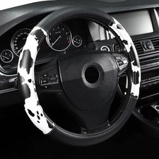 Cow Print Steering Wheel Cover, Microfiber Leather Cute Breathable Anti Slip