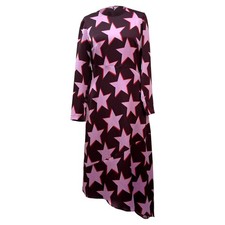 Hugo Boss Star-Printed Asymmetric Midi Dress In  Satin Women Multicolor U UK