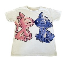 Disney Lilo  Stitch Angel White Graphic T-Shirt Watercolor Style girls xl