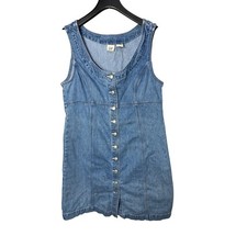 Gap Womens Blue Denim Button Front Mini Dress Sleeveless Scoop Neck Size M