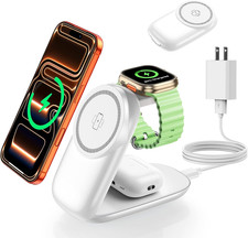 3-In-1 Wireless Charging Station for Magsafe,Foldable Magnetic Stand for Iphone