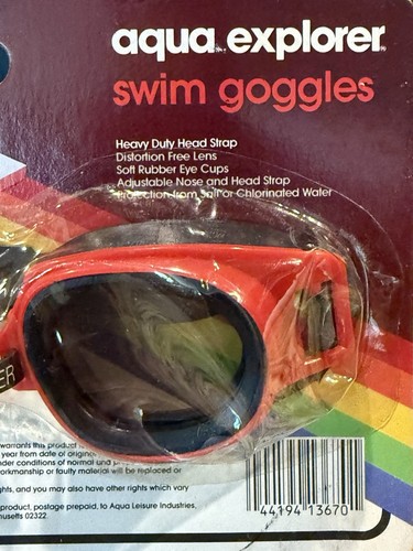 Vintage Aqua Explorer Swim Goggles Set Junior Olympic 1986 Model E-1367 NEW - Picture 13 of 15