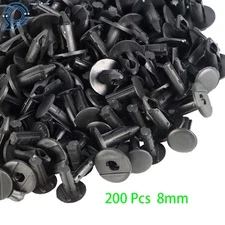200 Pcs 8mm Car Hole Nylon Plastic Rivets Fastener Fender Bumper Push Pin Clips