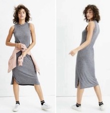 Madewell Tank Dress Womens Small Gray Heather Sleeveless Midi Casual