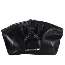 Ralph Lauren black Leather Equestrian Buckle Satchel handbag