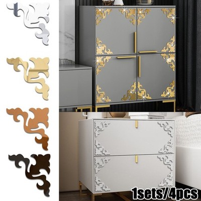 Spiegelfliese DIY Teile Wohnzimmer Zubehör 4 Stück Aufkleben Aufkleber