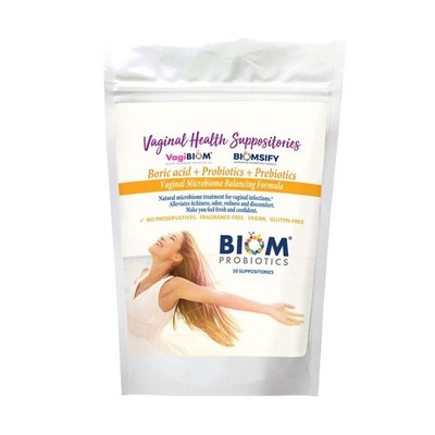 Biom Probiotics Prebiotics Boric acid Suppositories . Feminine Health Probiot...