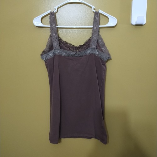 Canotta vintage Y2K Urban Behavior pizzo bordato cotone marrone M coquette Y2K - Foto 5 di 5