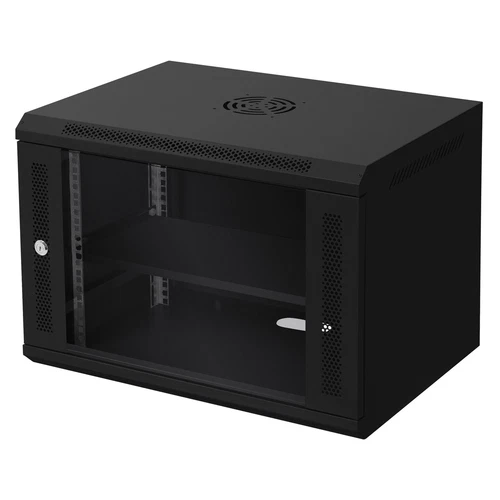 Armadio di rete 19" 7U montaggio a muro vetro bloccabile capacità 60 kg nero