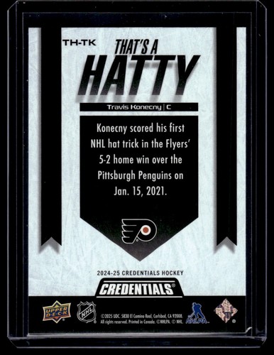 2024-25 Upper Deck Credentials That's a Hatty Travis Konecny #TH-TK - Picture 2 of 2