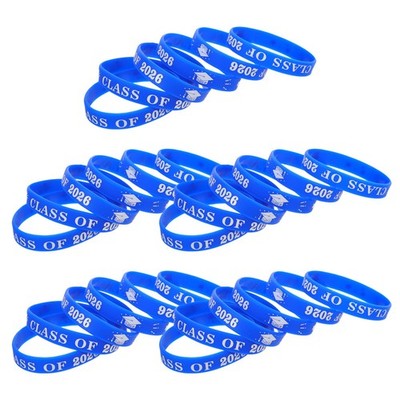 50pcs Class of 2026 Graduation Silicone Bracelets - Congrats Grad Rubber Bands