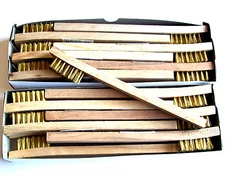 24 BRASS 8" WIRE BRUSH TOOTH BRUSHES WOOD HANDLE