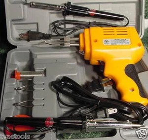 3pc SOLDERING GUN et IRON KIT w Cas 30 60 & 100 Pâte à souder en fils de Watt