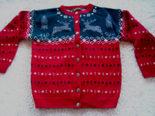 Vtg Eddie Bauer Wool Sweater Christmas Farm MEDIUM Cardigan Button up REDUCED