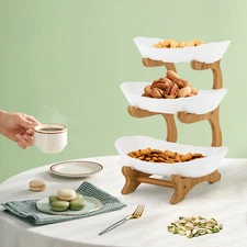 3 Tier Serving Bowls with Tray Snack Dessert Cake Stand Fruit Bowl for Party