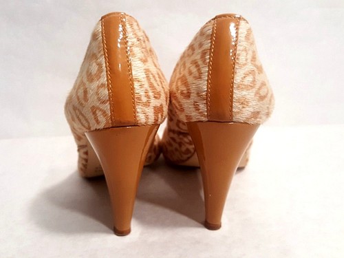 EUC Massimo Baldi Leopard Print Haircalf Peep Toe High Heel Italian Pumps Sz 7.5 - Picture 6 of 11
