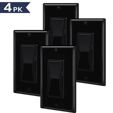 4Pack Black Decora Rocker, CFL 600W/LED 3-150W, Single & 3-Way