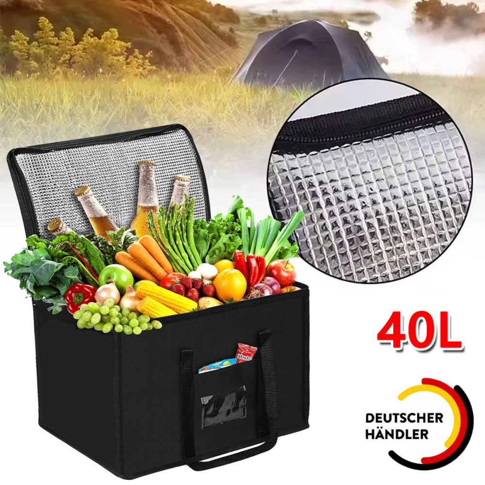 40L Kühltasche Thermotasche Faltbar Picknicktasche Groß Isoliert Gefriertasche