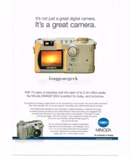 2001 Minolta DIMAGE S304 Digital Camera Point n Shoot Vintage Ad 