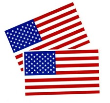 2- American Flag Decals Stickers - 3.5" x 6" Patriotic USA U.S. Old Glory