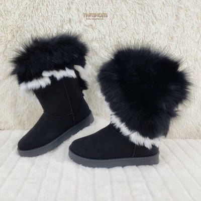 flat furry boots