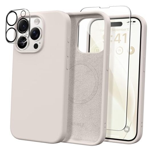 for iPhone 15 Pro Case Compatible with Magsafe, [2X Screen A-Stone Gray