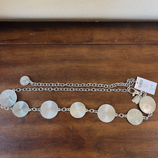 Chico s Belt Silver Medallion Bailey Hip High Rhinestone Bling Chain S/M