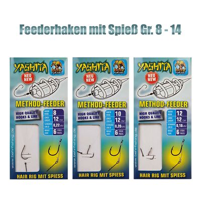 6 Method Feeder Haken mit Spieß Boiliehaken Feederhaken Angelhaken Karpfen Haken