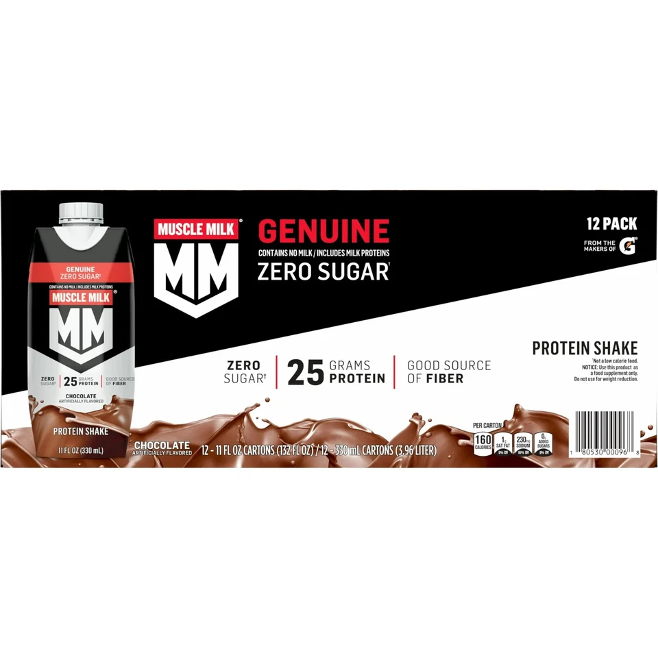 Batido de proteínas genuinas Muscle Milk, chocolate, cartón de 11 fl oz, paquete de 24 Foto 4 de 4