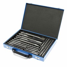 17pc SDS Drill Bit Set Electric Rotary Hammer Chisel Concrete Masonry Carry Case