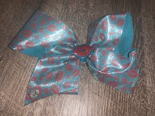 JoJo Siwa blue red lip kiss hair bow Guc turquoise Valentine  s Day